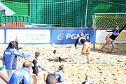 Deutsch: Beachhandball Europameisterschaften 2019 (Beach handball Euro); Tag 1: 2. Juli 2019 – Frauen, Vorrunde Gruppe C, Italien-Griechenland 0:2 (16:28, 10:13) English: Beach handball Euro; Day 1: 2 July 2019 – Women Preliminary Round Group C – Italy-Greece 0:2 (16:28, 10:13)