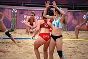 Deutsch: Beachhandball bei den Olympischen Jugendspielen 2018; Tag 5, 10. November 2018; Mädchen, Hauptrunde - Kroatien-Argentinien 1:2 English: Beach handball at the 2018 Summer Youth Olympics at 11 October 2018 – Girls Main Round – Croatia-Argentina 1:2