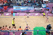 Deutsch: Beachhandball bei den Olympischen Jugendspielen 2018; Tag 5, 10. November 2018; Mädchen, Hauptrunde - Kroatien-Niederlande 1:2 English: Beach handball at the 2018 Summer Youth Olympics at 11 October 2018 – Girls Main Round – Croatia-Netherlands 1:2