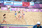 Deutsch: Beachhandball bei den Olympischen Jugendspielen 2018; Tag 6, 12. Oktober 2018; Mädchen, Hauptrundenspiel – Ungarn-Niederlande 2:1 English: Beach handball at the 2018 Summer Youth Olympics at 12 October 2018 – Girls Main Round – Hungary-Netherlands 2:1