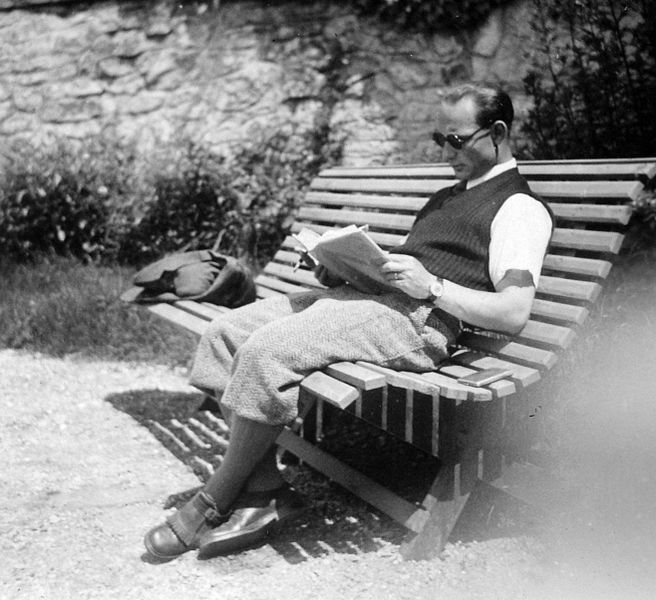 File:Bench, relaxation, reading, man, smoking, shades Fortepan 6436.jpg