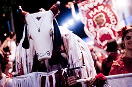 Manifestação em Olinda com elementos de dois folguedos cujos registros mais antigos foram feitos em Pernambuco: o Cavalo-Marinho e o Bumba meu boi.