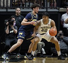 Eastern defended by Brandon Johns of Michigan in February 2020 Brandon Johns Nojel Eastern.jpg