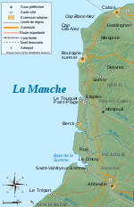 Carte de la partie occidentale de la Côte d'Opale.