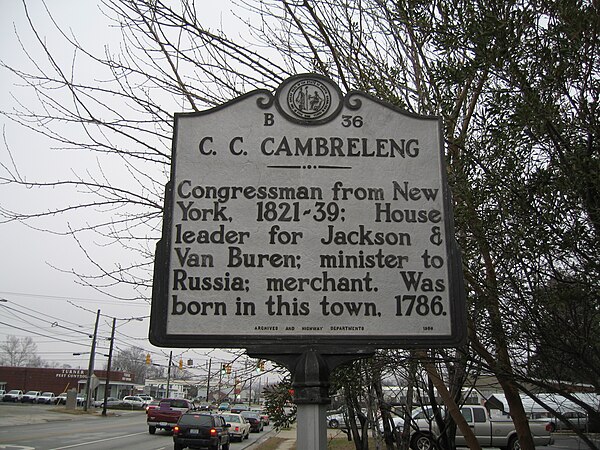 Historical marker designating the birth city of Cambreleng