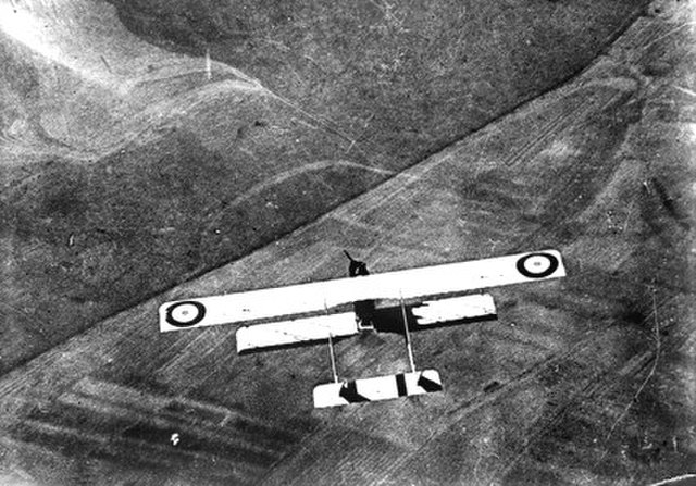 Watt flying a Farman biplane over Europe, 1915