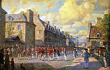French authorities surrender the city of Montreal to the British after the Articles of Capitulation was signed in 1760. Capitulation Montreal.jpg