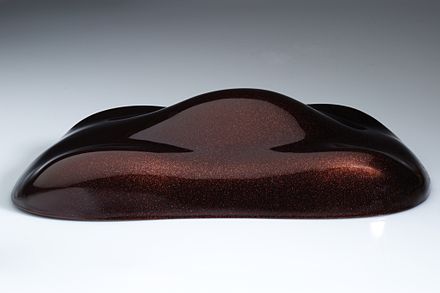 car dummy coated with iron oxide coated Alumina flake Car shape fireside copper Xirallic red.jpg