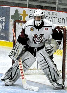 Maroons goalie at home 2013-14. Chatham goalie 2013-14.jpg