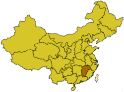 Jiangxi er vist på kortet