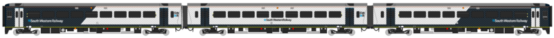 drawing of a Class 159 in SWR livery