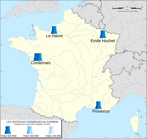 Coal power plants in France map-fr - 2016