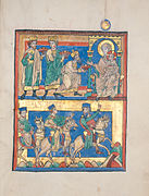 German illuminated manuscript with two scenes of the Magi, c. 1220