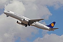 Lufthansa considers the Embraer E-190 a short-haul airliner. D-AEBB E-190-200LR(E-195) LH Reg-CityLine TLS 08SEP10 (6863034649).jpg