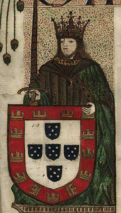 Miniature of King John II in the Livro dos Copos, a manuscript written between 1490 and 1498 D. Joao II em iluminura do Livro dos Copos (1490-1498).png