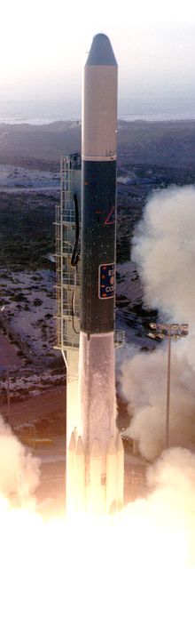 The launch of COS-B from Vandenberg Air Force Base. Delta 2913 launch COS-B.jpg