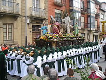 Members of a confraternity of penitents leading a Lent procession in Spain. Domingo de ramos astorga.jpg