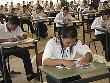 Cambodian students taking an exam in order to apply for the Don Bosco Technical School of Sihanoukville in 2008 Donboscocambodia0001.JPG