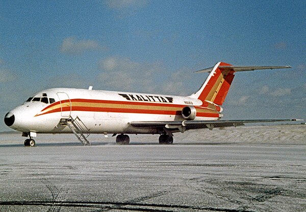 A former Kalitta Air Douglas DC-9 at Willow Run Airport in 1989