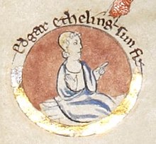 Edgar Ætheling ábrázolása 13. századi angliai kézirat miniatúráján (British Library)