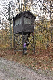 A large elevated hunting blind. Michigan, US Elevated hunting blind.jpg