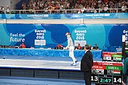 Deutsch: Fechten bei den Olympischen Jugend-Sommerspielen 2018: Tag 1, 7. Oktober 2018, Jungen, Säbel, Finale - Krisztián Rabb (HUN) - Hyun Jun (KOR) (USA) 15:13 English: Fencing at the 2018 Summer Youth Olympics at 7 October 2018 – Boys' sabre Gold medal match – Krisztián Rabb (HUN) Vs Hyun Jun (KOR) (USA) 15:13