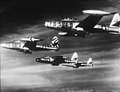 ‏רביעיית מטוסי F-84 ת'אנדרג'ט בדרך לתקיפה בקוריאה הצפונית.
