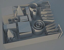 Folded paper: SketchUp drawing rendered using V-Ray, demonstrating shading and global illumination Folder paper 2.jpg