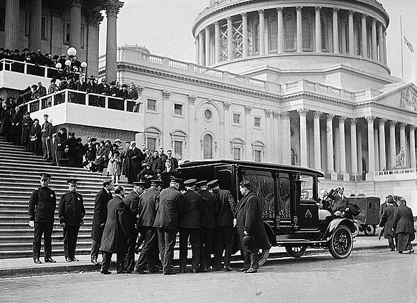 Funeral of former Speaker of the House, Champ Clark, March 5, 1921, in front of the United States Capitol.