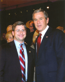 McHenry with President George W. Bush in 2005 George W. Bush with Patrick McHenry.png