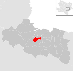 Location of the municipality of Gießhübl in the Mödling district (clickable map)