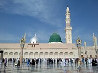 The Green Dome over Muhammad's tomb, and the smaller silver dome next to it.