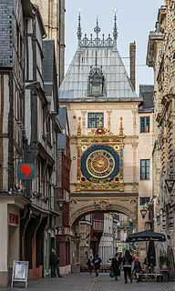 Gros Horloge 14th century astronomical clock in Rouen, France