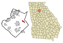 Gwinnett County Georgia Incorporated and Unincorporated areas Dacula Highlighted.svg