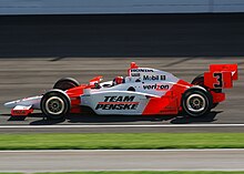 Helio Castroneves won his third Indianapolis 500, following victories in 2001 and 2002. HCastronevesIndy.jpg