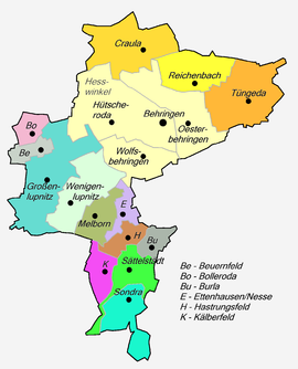 Eingemeindung von Oesterbehringen und Wolfsbehringen nach Behringen (1. Juli 1950).