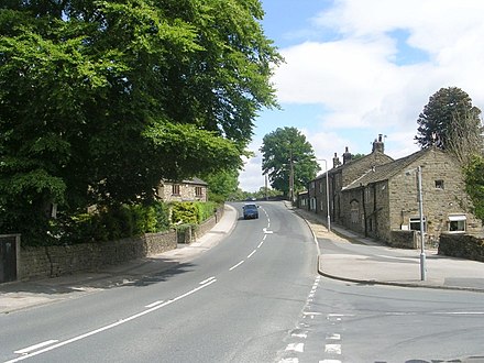 Harden Road in the village of Harden looking east towards Bingley