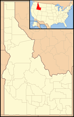 Mapa konturowa Idaho, na dole po lewej znajduje się punkt z opisem „Boise”
