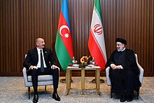Azerbaijani President Ilham Aliyev with Iranian President Ebrahim Raisi Ilham Aliyev met with President of Iran Seyyed Ebrahim Raisi in Astana 03.jpg