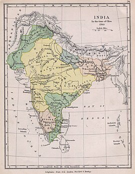 Марата царство 1760. године (приказано жутом бојом)