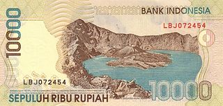 Lake Segara Anak featured in 10,000-rupiah banknote. Indonesia 1998 10000r r.jpg