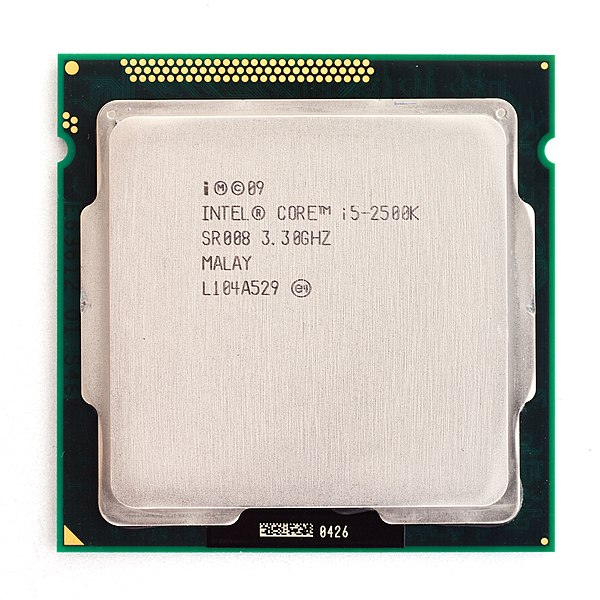 A Core i5-2500K. The K suffix indicates an unlocked clock multiplier, which allows for easier overclocking.