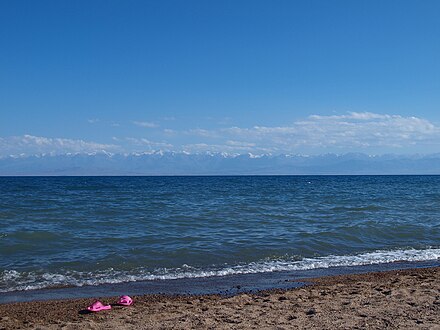 Beach at northern shore of Issyk Kul