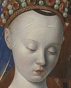 Détail de la Vierge du Diptyque de Melun musée royal des Beaux-Arts, Anvers.