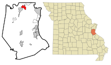 Jefferson County Missouri Incorporated and Unincorporated areas High Ridge Highlighted.svg
