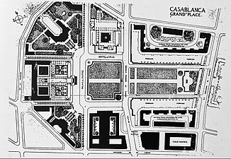 Joseph Marrast's 1920 plan for the Place Administrative, with the "Hotel des Postes" marked in the lower center