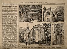 Opening of the New Buildings, 7 July 1899; four sketches of the Great Hall King's College School, Wimbledon, London; four sketches of t Wellcome V0014797.jpg