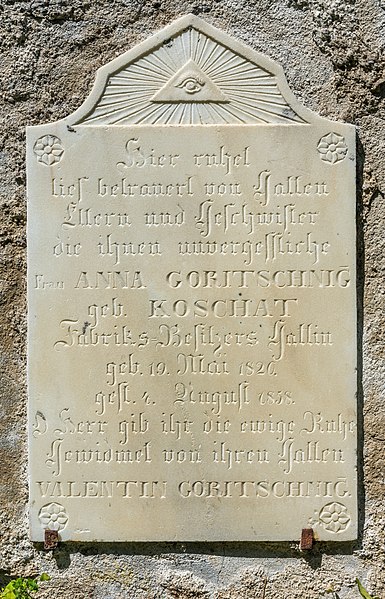 File:Klagenfurt Viktring Stein alter Friedhof Grabstein Anna Goritschnig geb. Koschat 14082022 2865.jpg