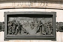 ההכרזה של האסיפה "המולדת בסכנה" (11 ביולי 1792), תבליט ברונזה של לאופולד מוריס משנת 1883, אנדרטת רפובליק, כיכר רפובליק, פריז
