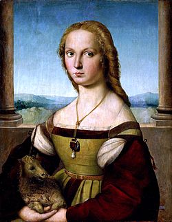 Рафаэль, «Дама с единорогом»: предполагаемый портрет Джулии Фарнезе. Рим, галерея Боргезе, 1505 г.